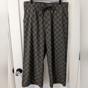 NWT Albion Aurdrey Wide Leg Pants Olive Check XL Petite *Flaw